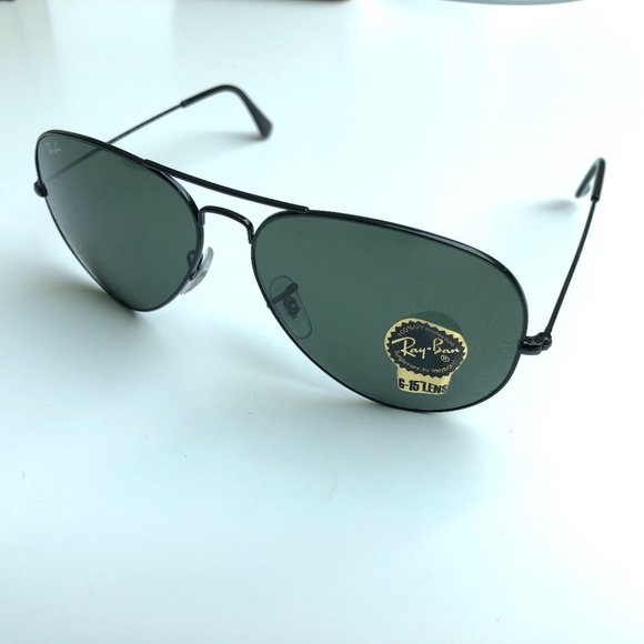 Black Gloss Ray-Ban Aviator Sunglasses - Never Worn main image 5